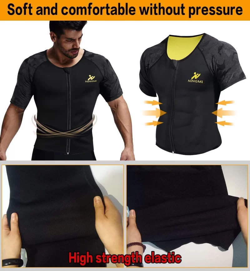 SEXYWG Sport Top Slimming Waist Trainer Neoprene Sauna Vest Weight Loss Body Shaper Yoga Shirt with Zip Mesh Tank Top Shapewear - Image 2