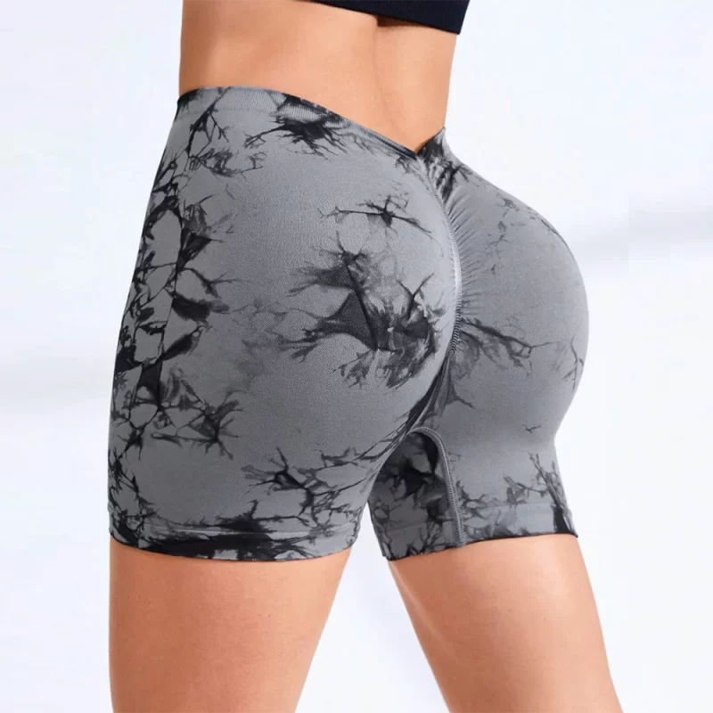 Seamless Yoga Shorts Fitness Women Tie Dye Leggings Push Up High Waist Workout Elastic Shorts Gym Slim Sportswear Female Clothes - Image 2