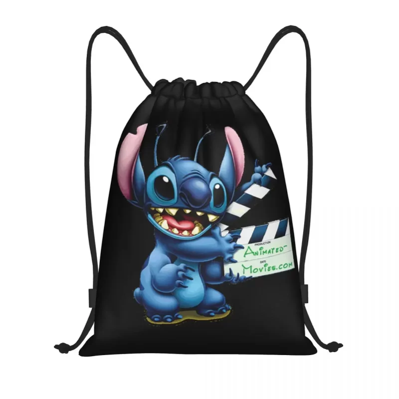 Custom Disney Lion Stitch Drawstring Backpack Sports Gym Bag for Men Women Kawaii Anime Shopping Sackpack