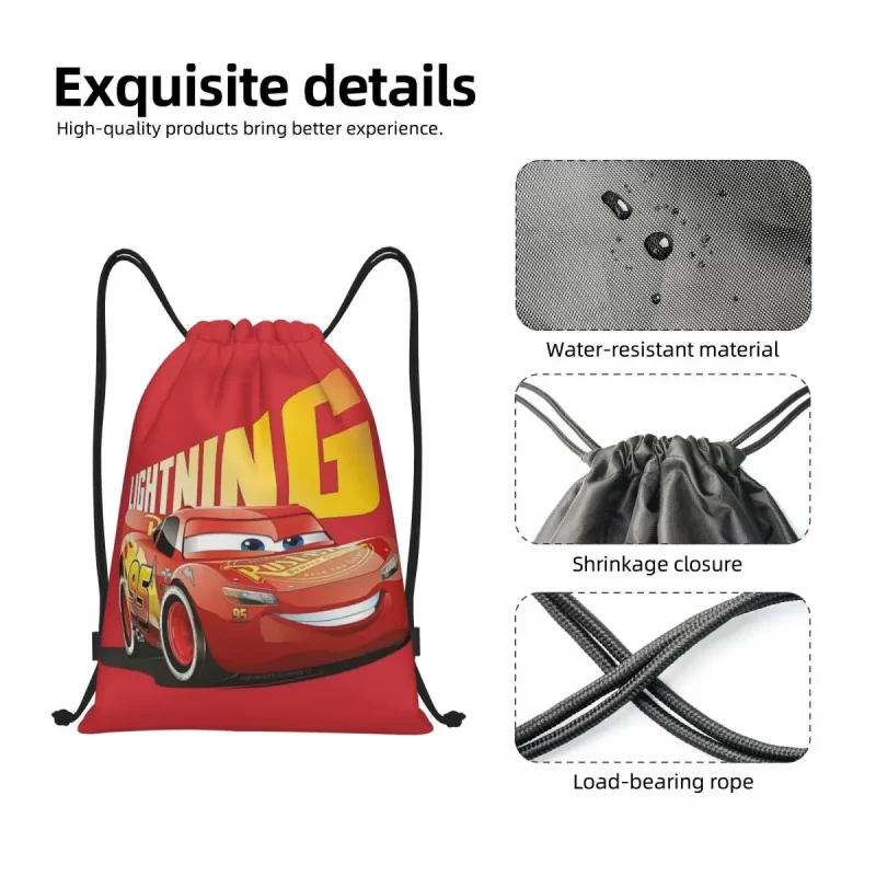 Custom Lighting McQueen Drawstring Backpack Bags Women Men Lightweight Cars Gym Sports Sackpack Sacks for Shopping - Image 3