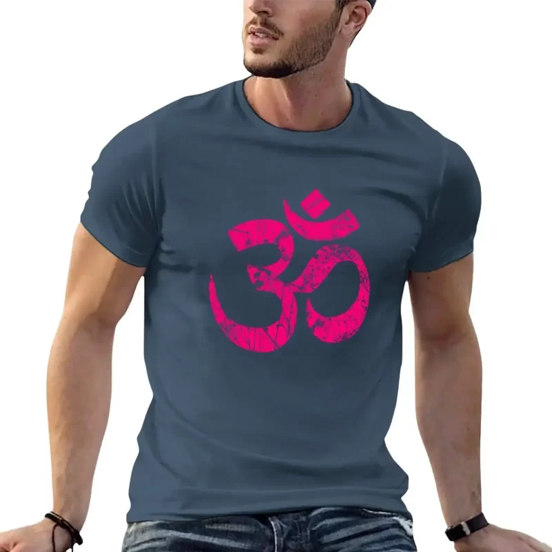 OM Yoga Spiritual Symbol in Distressed Style T-Shirt oversized blanks sublime T-shirts for men cotton