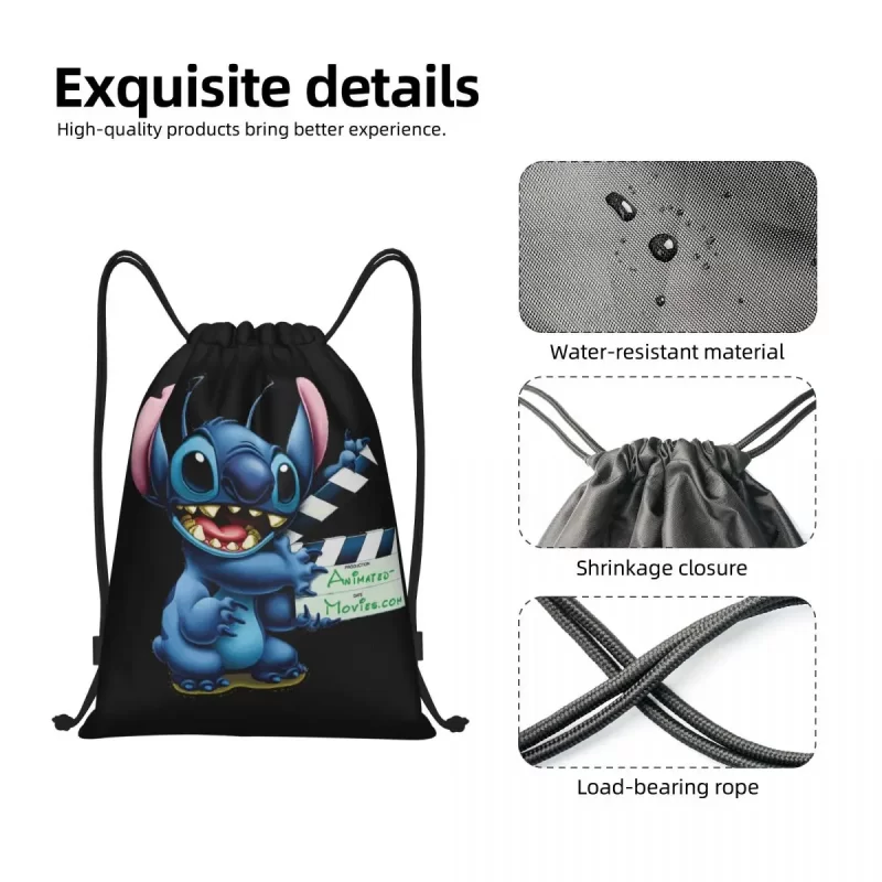 Custom Disney Lion Stitch Drawstring Backpack Sports Gym Bag for Men Women Kawaii Anime Shopping Sackpack - Image 3