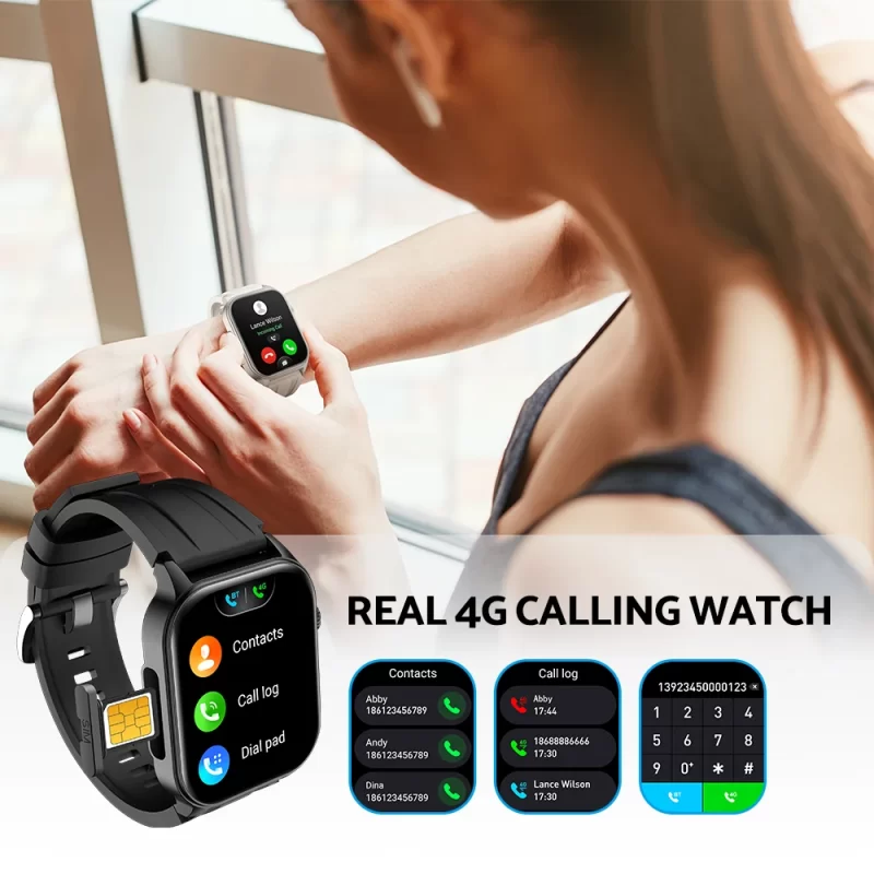 Answer / Make Call Fiess Tracker Health Monitor Waterproomoled Touch Screen Sim Card 4G Smart Wrist Watch For Men - Image 3