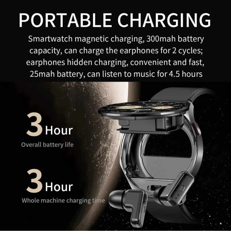 1.39" Men 2 In 1 TWS Headset Smart Watch Sport Fitness Heart Rate Health Watches Noise Reduction Earphone Music Women Smartwatch - Image 5