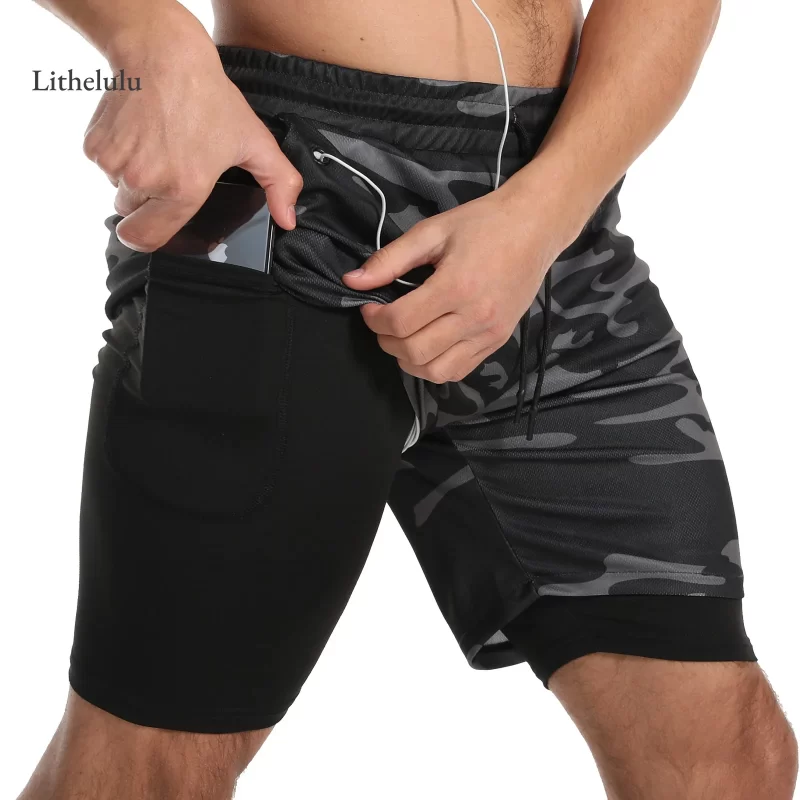 Mens Athletic Shorts 2-in-1 Gym Workout Running 7'' Shorts with Towel Loop Lightweight Training Yoga Short with Zipper Pockets