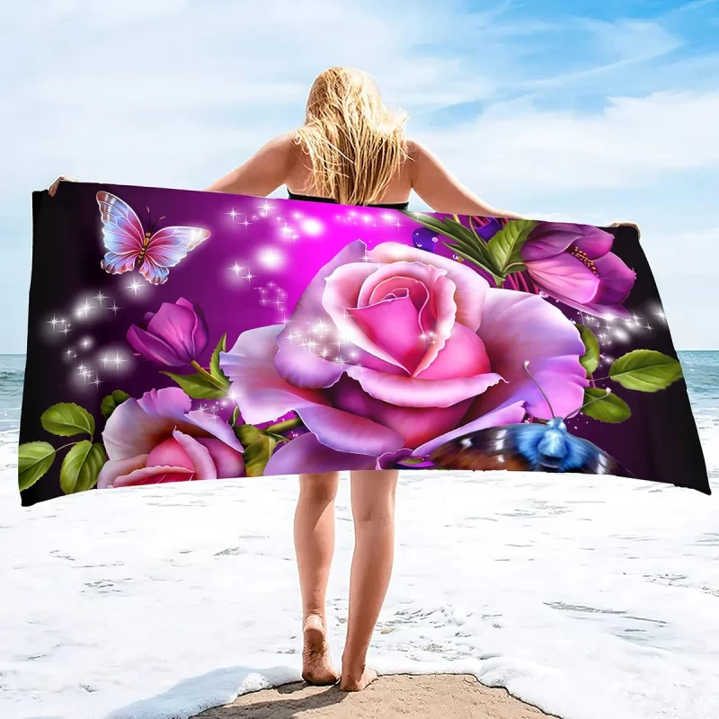 Flowers Beach Towels Peony Rose Bathroom Kitchen Pool Towels Beach Bath Face Towels Large Beach Towels for Yoga Swim Golf - Image 2