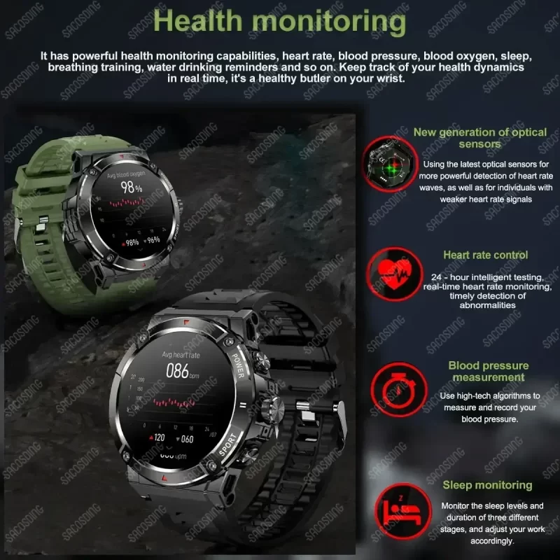 GPS Smart Watch Bluetooth Call Women Men 4G Memory Health Monitor Offline Map Smartwatch Sports Fitness Tracker Compass Watch - Image 4