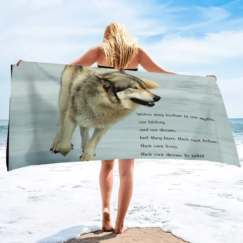 Wolf Beach Towels Groups of Wolves Wild Animal Design Soft Sand Free Pool Towel for Bathroom Kitchen Yoga Gym Decorative