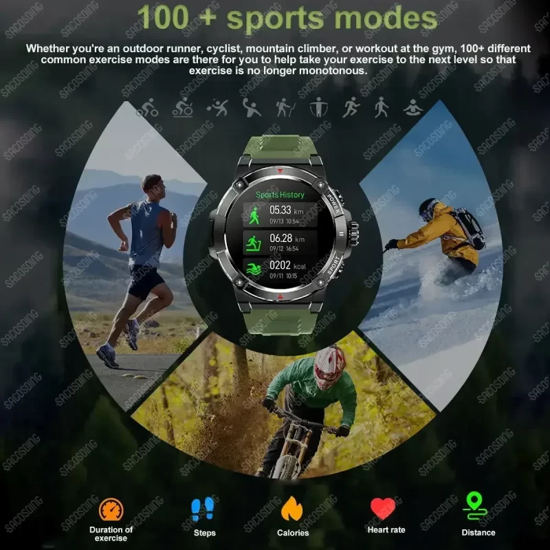 GPS Smart Watch Bluetooth Call Women Men 4G Memory Health Monitor Offline Map Smartwatch Sports Fitness Tracker Compass Watch - Image 5