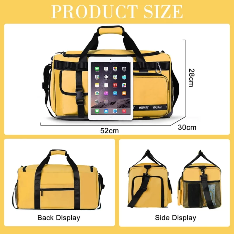 2 in 1 Gym Bag Sport Duffel Bag 45L Large Capacity Portable Lightweight Waterproof Backpack Bag with Shoulder Strap & Wet Pocket - Image 2