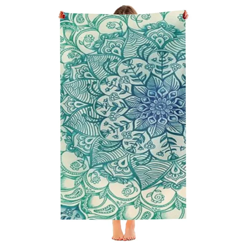 Emerald Doodle Beach Towel Poncho Bathing Towels Cover-ups Quick Dry Sand Free Yoga Spa Gym Pool