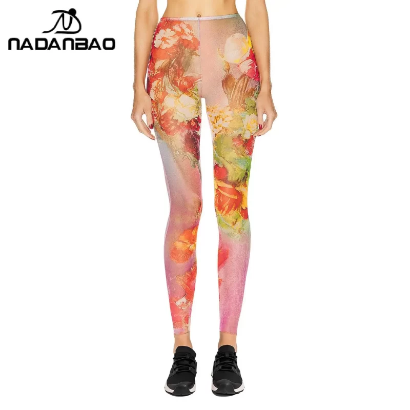 Nadanbao Sexy Casual Leggings for Women Gauze Digital Printing Elastic Tights Sweatpants Female Fashion Skintight Yoga Pants