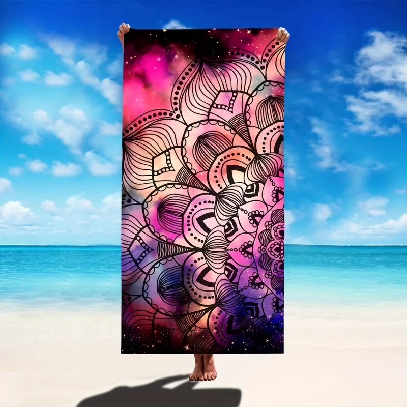 1 Pc Boho Sandproof Beach Towel -Quick-DryingLattice Design For Sports, Travel, Swim, Pool, Yoga &More - Image 3