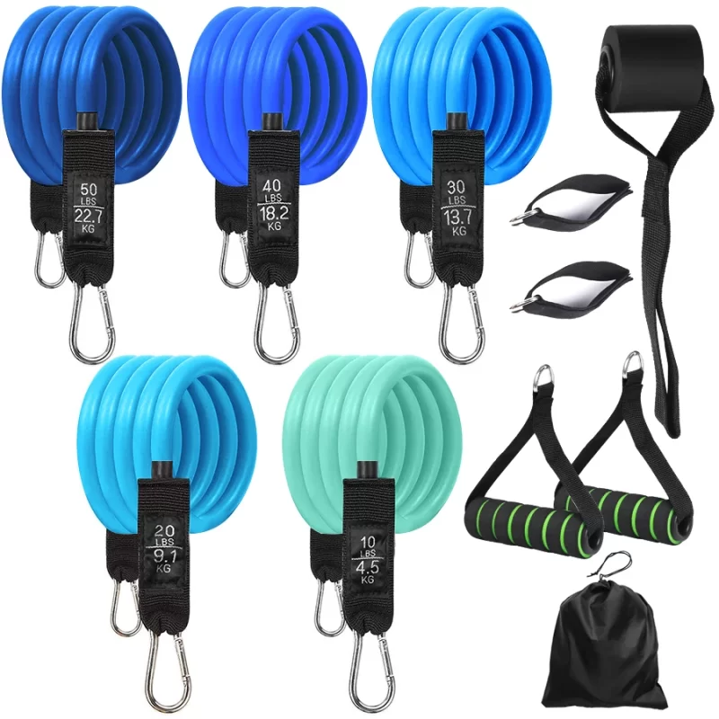 Multifunction Workout Rubber Expander Exercise Elastic Pull Rope with Training Bar 11Pcs/Set Fitness Resistance Tube Band Set - Image 2