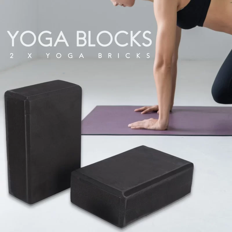 Yoga Block and Yoga Strap Set EVA Foam Soft Non-Slip Yoga Blocks Universal Pilates Stretching and Toning Workouts Black - Image 4