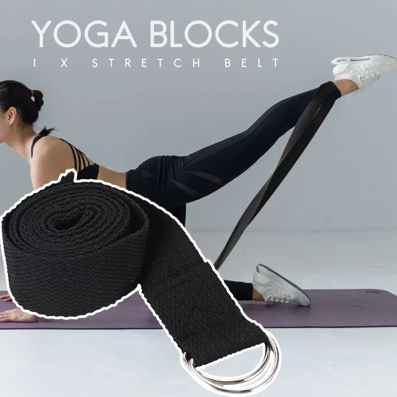 Yoga Block and Yoga Strap Set EVA Foam Soft Non-Slip Yoga Blocks Universal Pilates Stretching and Toning Workouts Black - Image 5