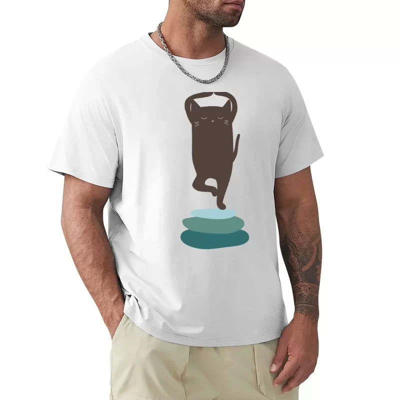 Yoga Cat 1 T-shirt shirts graphic tees plain Men's clothing