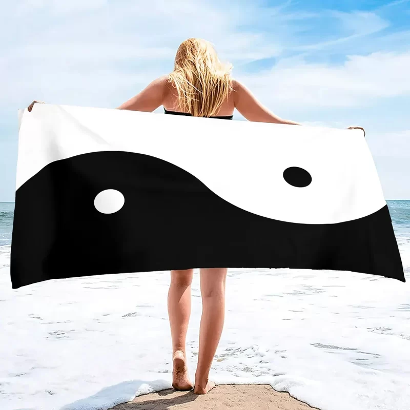 Beach Towel Yin and Yang Digital Art Quick Dry Towel Sand Proof Beach Towels Super Absorbent for Travel Pool Camping Yoga Sports