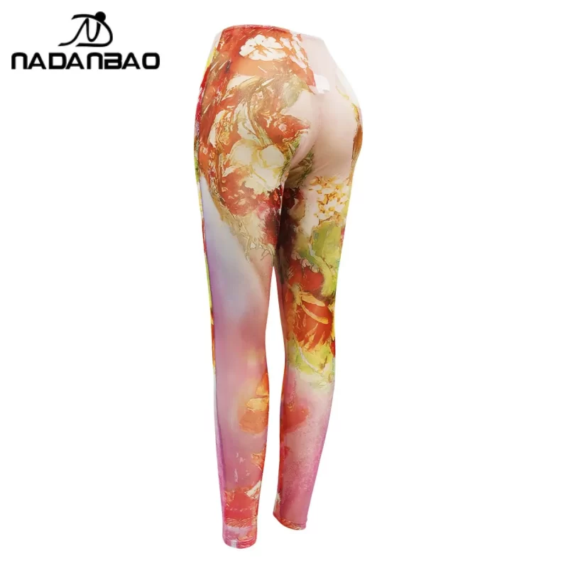 Nadanbao Sexy Casual Leggings for Women Gauze Digital Printing Elastic Tights Sweatpants Female Fashion Skintight Yoga Pants - Image 3