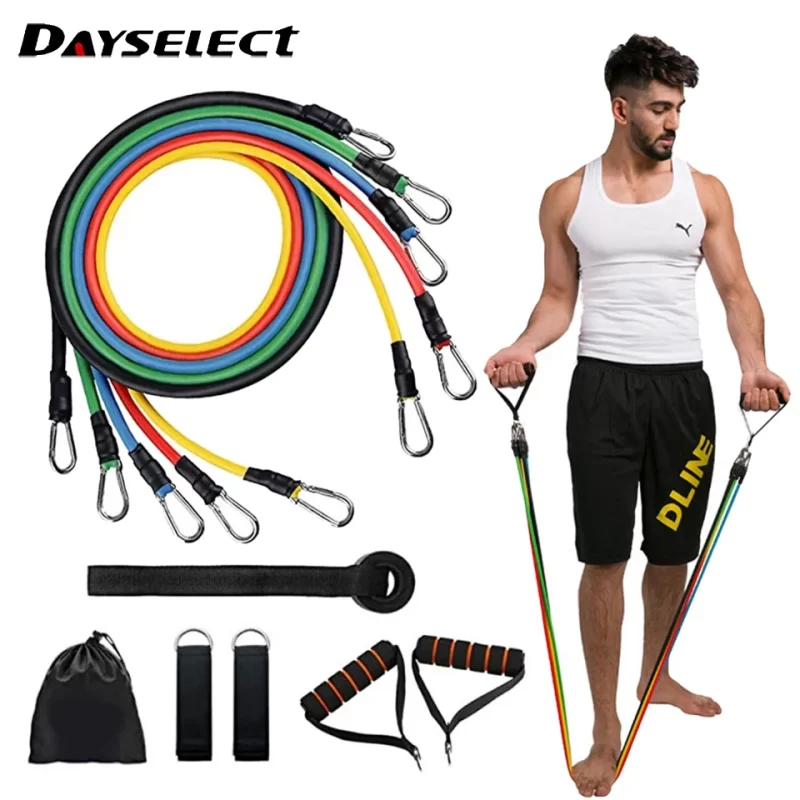 11Pcs/Set Latex Resistance Bands Crossfit Training Exercise Elastic Bands Fitness Yoga Tubes Pull Rope Rubber Expander Men Women