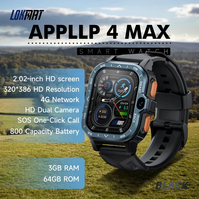 LOKMAT APPLLP 4 MAX Android Smart Watch Phone Fitness Tracker Touch Screen Dual Camera GPS Wifi Call Wacth Heart Rate Monitor - Image 3